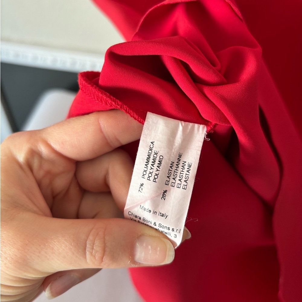 La Petite Robe di Chiara Boni Red Kimina One Shoulder Red Ruffle Gown Dress 10 - Picture 10 of 12